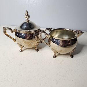 Leonard silver plated vintage cream and sugar dish